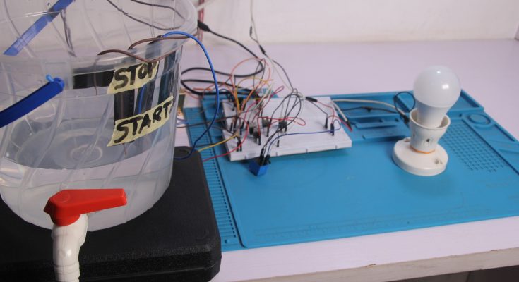 Automatic-water-level-controller circuit without Arduino