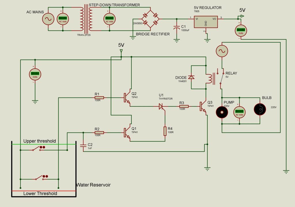 circuit diagram of automatic water level controller