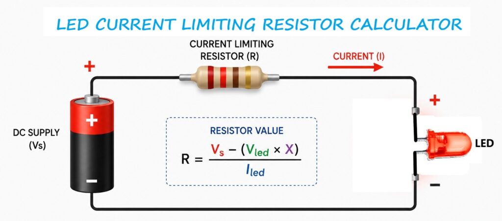 led current limiting resistor calculator