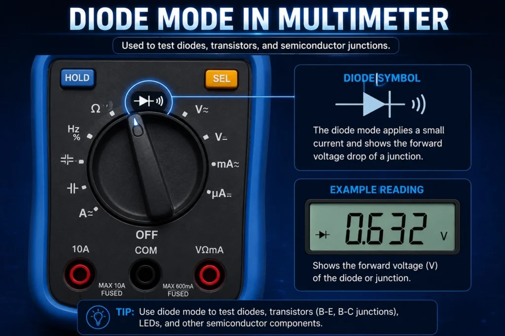 diode mode on a multimeter