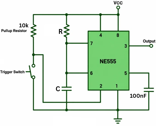 555 timer monostable multivibrator circuit