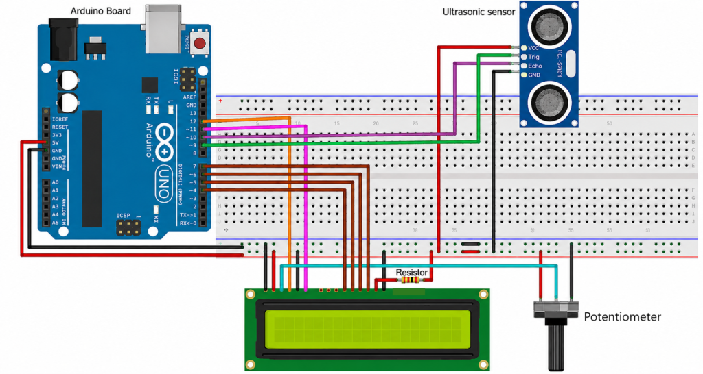 Circuit diagram for distance measuremnet with ultrasonic sensor.jpg