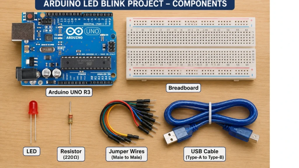 Components to blink an LED