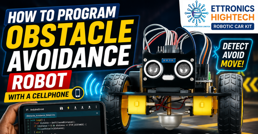 How to program an bostacle avoidance robot with a phone